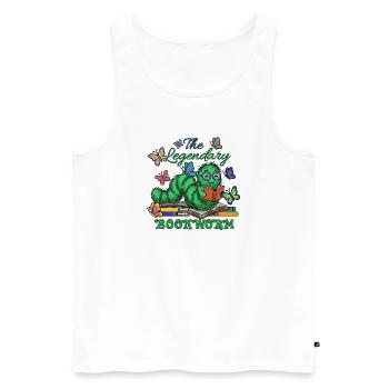 Der legendäre Bücherwurm - Männer Premium Bio Tank Top - Weiß - Vorne - Michal (187cm)