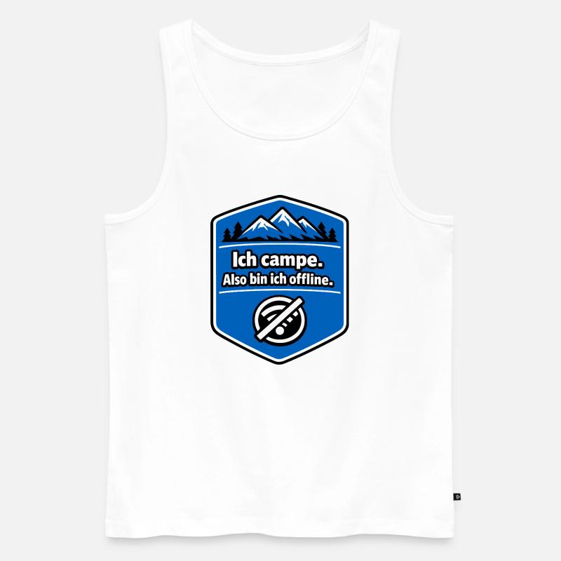 Camping - ich bin offline - Männer Premium Bio Tank Top - Weiß
