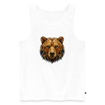 Portrait d’ours en vitrail mosaïque - Débardeur bio Premium Homme - blanc - Devant - Michal (187cm)