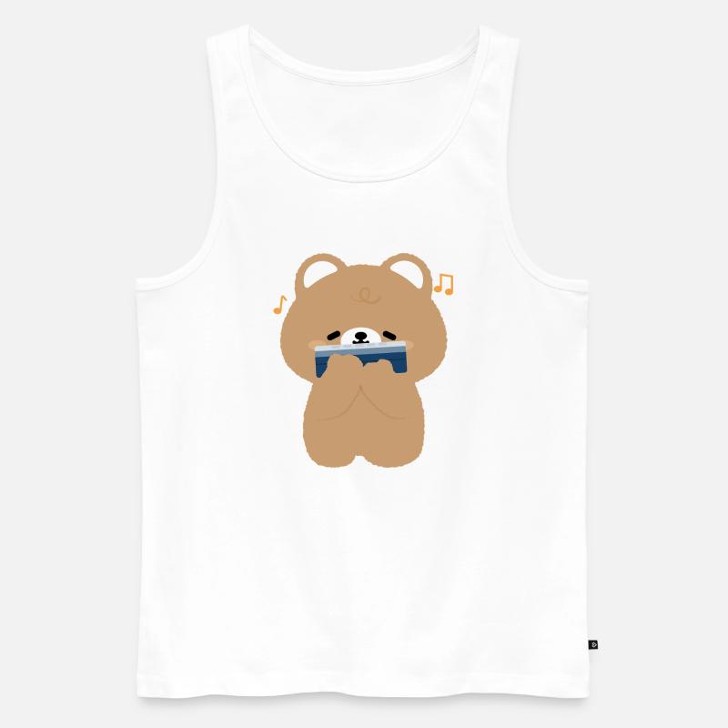 Brown Bear Harmonica - Men's Premium Organic Tank Top - white
