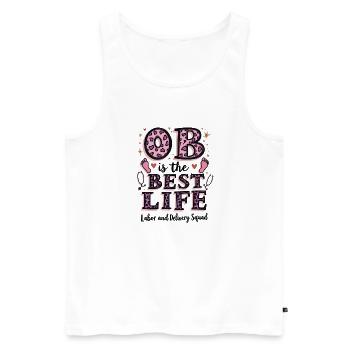 Pink Leopard Best Life Krankenschwester Nurse OB - Men's Premium Organic Tank Top - white - Front - AI Model Male 178 light (178cm)