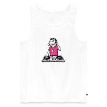 DJ Cheval en t-shirt rose - Débardeur bio Premium Homme - blanc - Devant - Michal (187cm)