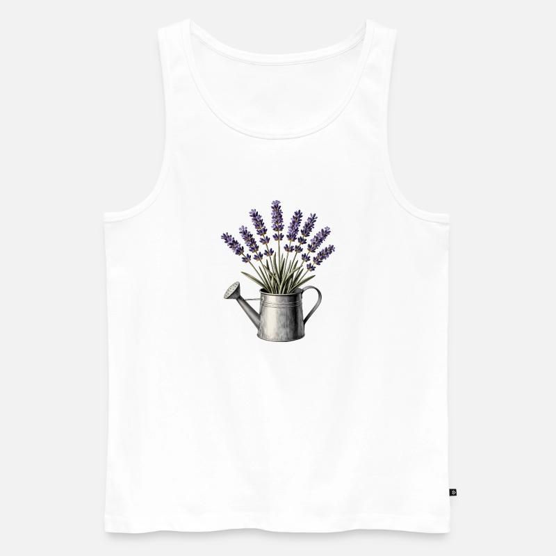 Lavendel in einer Gießkanne - Männer Premium Bio Tank Top - Weiß