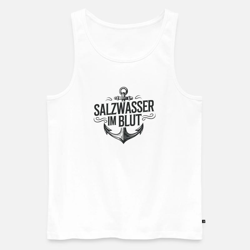 Salzwasser im Blut: Anker-Logo - Männer Premium Bio Tank Top - Weiß