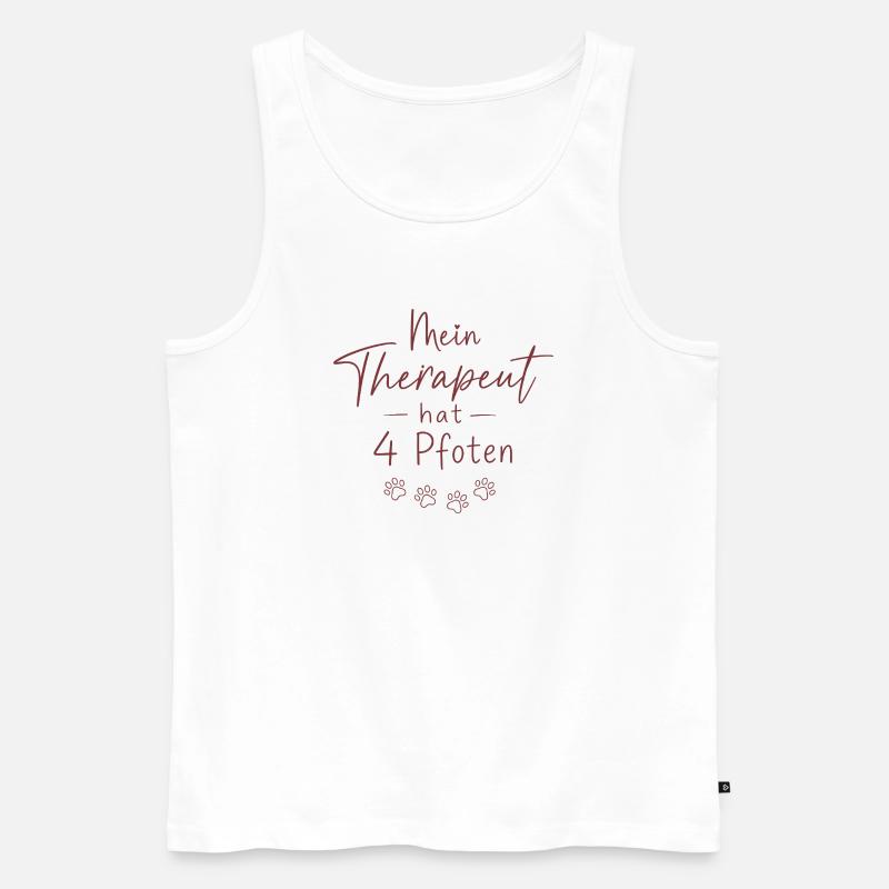 Mein Therapeut hat Vier Pfoten - Männer Premium Bio Tank Top - Weiß