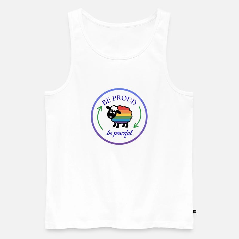 Pride Regenbogen-Schaf: Stolz und Friedlich - Männer Premium Bio Tank Top - Weiß