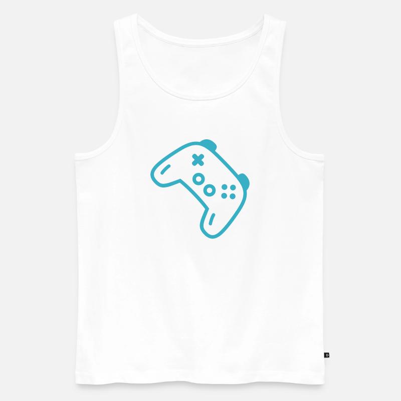 Silhouette de manette turquoise - Débardeur bio Premium Homme - blanc