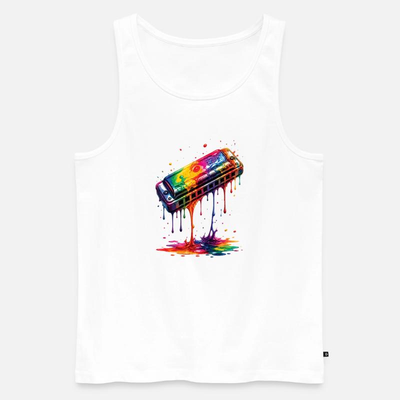 Harmonica with dripping paint - Men's Premium Organic Tank Top - white