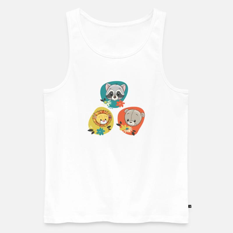 Waschbär Löwe Bär - Männer Premium Bio Tank Top - Weiß