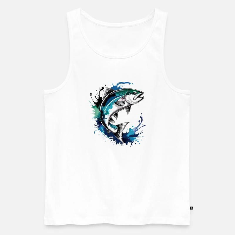 Lachs Sprung - Männer Premium Bio Tank Top - Weiß