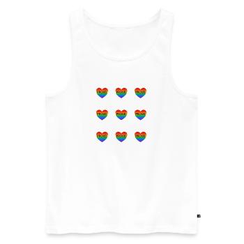 Cœurs arc-en-ciel de la Fierté LGBT - Fierté Gay - Débardeur bio Premium Homme - blanc - Devant - AI Model Male 178 light (178cm)