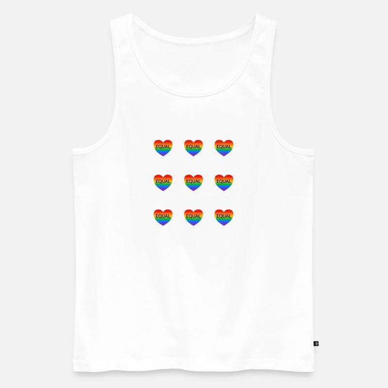 Rainbow Equal Heart LGBT Pride - Männer Premium Bio Tank Top - Weiß