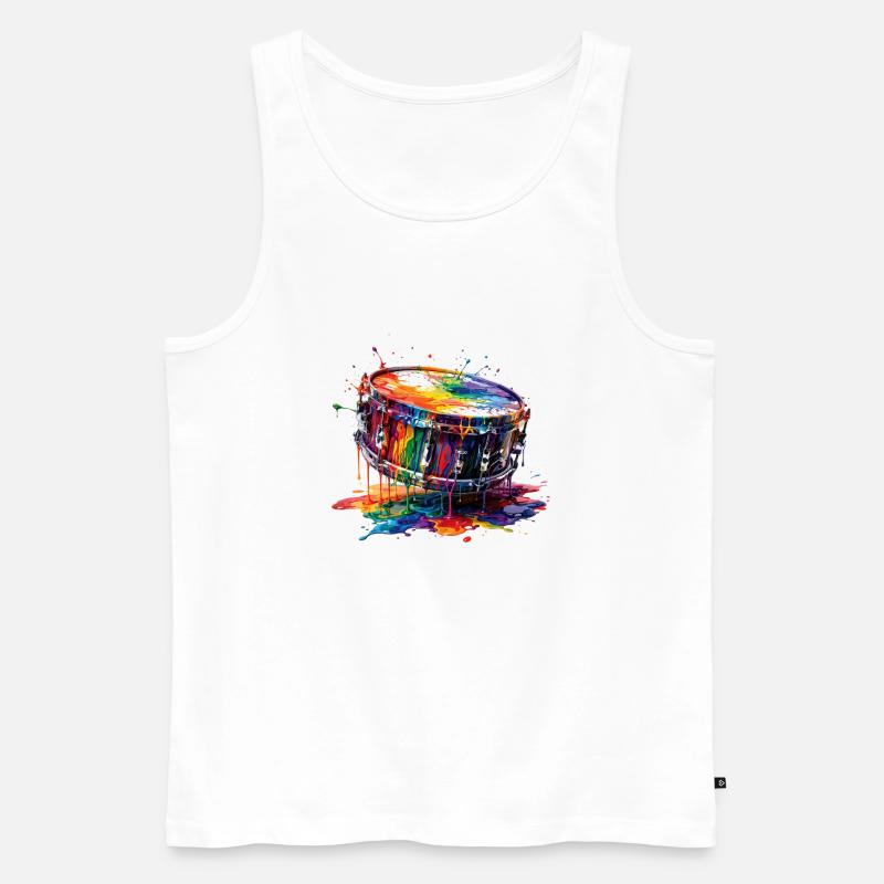 Snaredrum mit tropfender Farbe - Männer Premium Bio Tank Top - Weiß