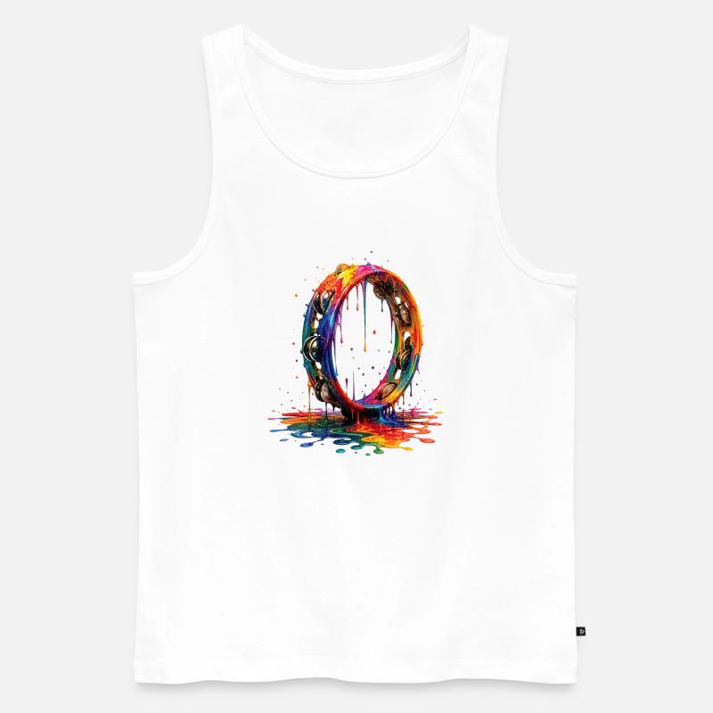 Tamburin mit tropfender Farbe - Männer Premium Bio Tank Top - Weiß