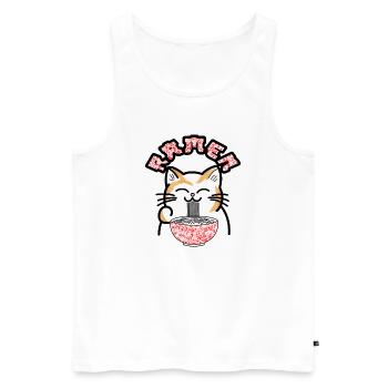 Ramen Katze Popart - Männer Premium Bio Tank Top - Weiß - Vorne - AI Model Male 178 light (178cm)