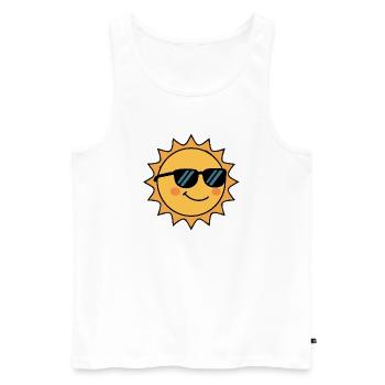 Laughing sun sweet smile with sunglasses - Men's Premium Organic Tank Top - white - Front - AI Model Male 178 light (178cm)