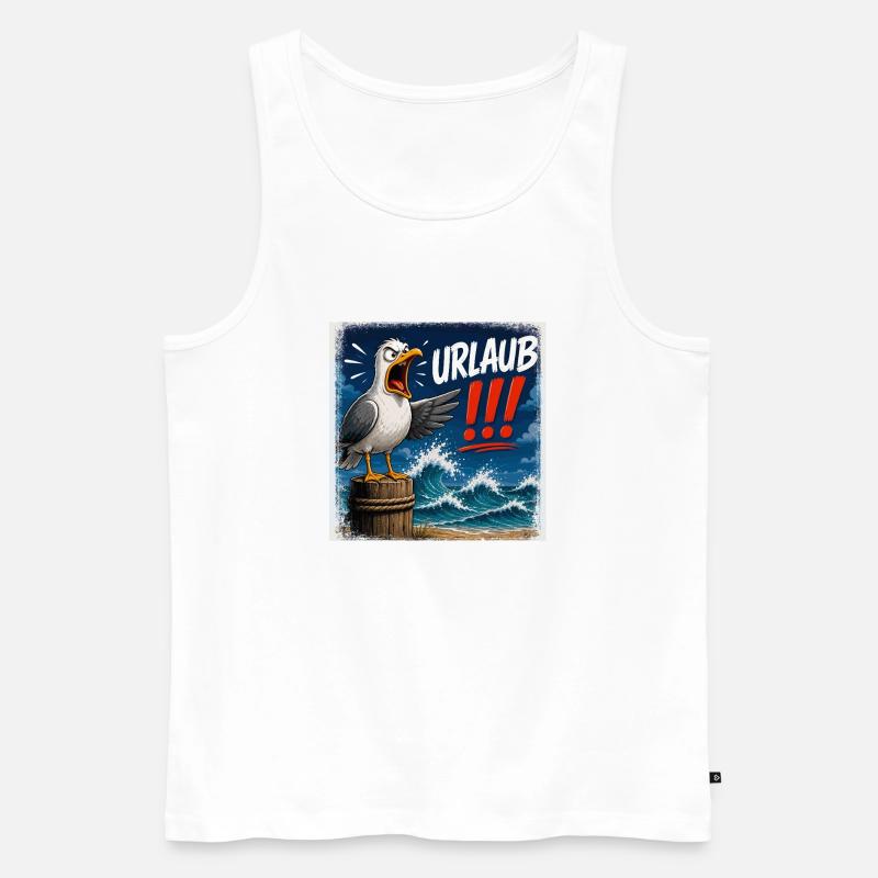 Urlaub!!! Sturm am Meer - Männer Premium Bio Tank Top - Weiß