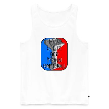 Hier Steht Der Mann Am Grill - Männer Premium Bio Tank Top - Weiß - Vorne - Michal (187cm)