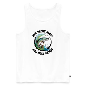 Hecht Angeln - Männer Premium Bio Tank Top - Weiß - Vorne - Michal (187cm)