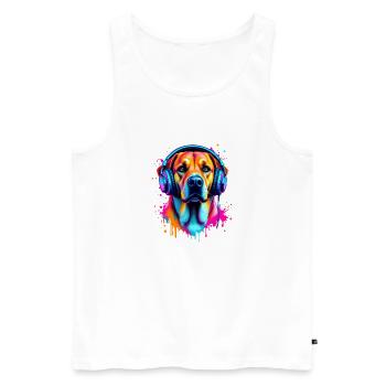 Labrador avec casque - Débardeur bio Premium Homme - blanc - Devant - Michal (187cm)