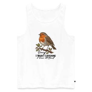 Autumn Robin on Branch - Männer Premium Bio Tank Top - Weiß - Vorne - Michal (187cm)