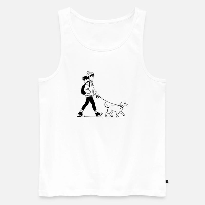 Gassi gehen mit dem Hund - Männer Premium Bio Tank Top - Weiß