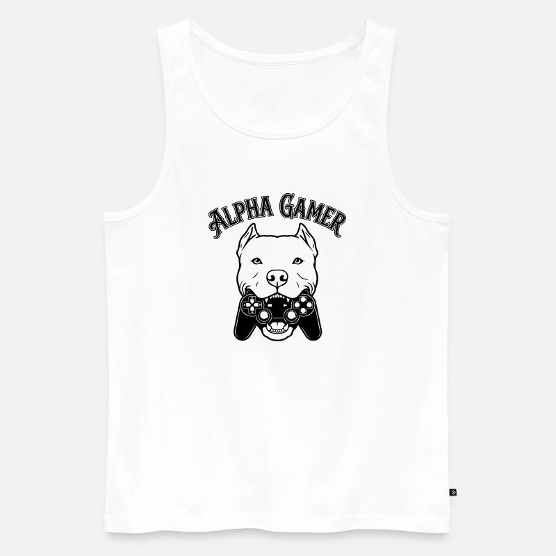 Alpha Gamer - Männer Premium Bio Tank Top - Weiß