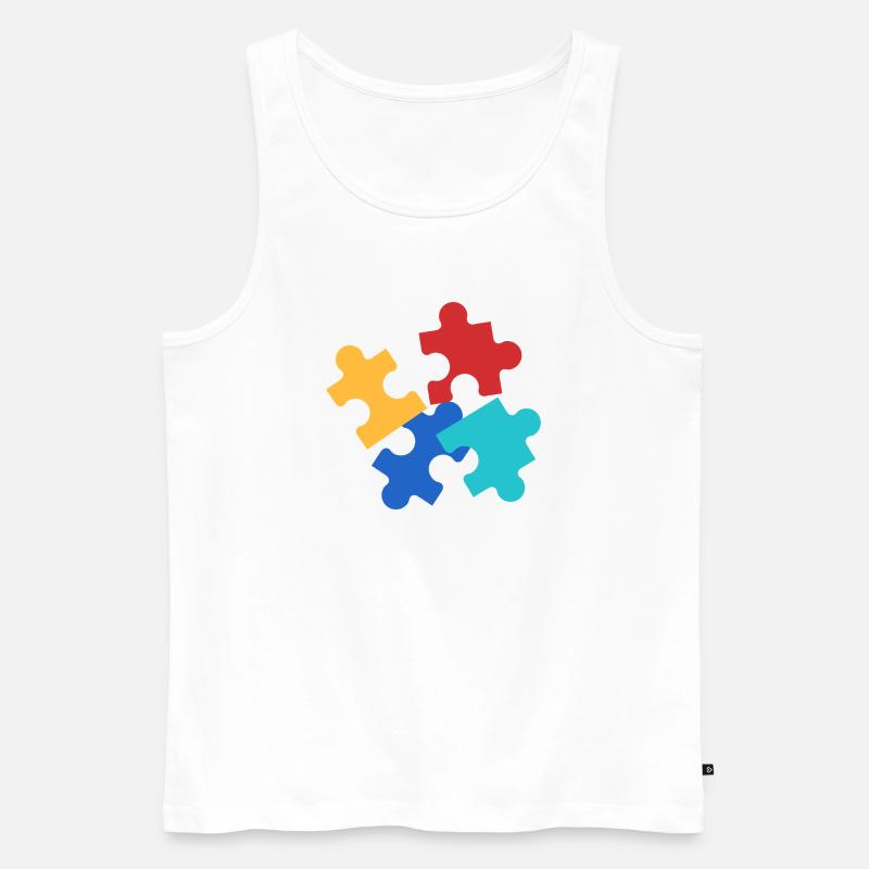 Bunte Puzzleteile Collage - Männer Premium Bio Tank Top - Weiß