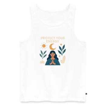 Schutz deiner Energie – Meditative Kraft - Männer Premium Bio Tank Top - Weiß - Vorne - Michal (187cm)
