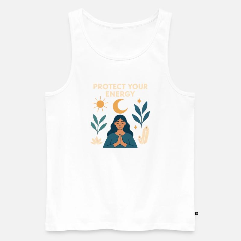 Schutz deiner Energie – Meditative Kraft - Männer Premium Bio Tank Top - Weiß