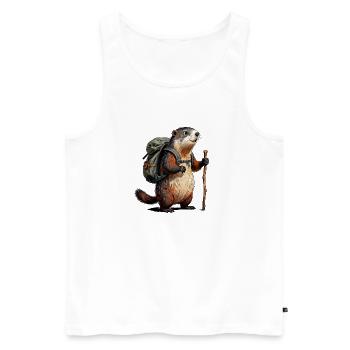 Marmot hiker on trek - Men's Premium Organic Tank Top - white - Front - Michal (187cm)