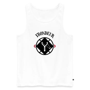 Slinger-Emblem - Männer Premium Bio Tank Top - Weiß - Vorne - AI Model Male 178 light (178cm)