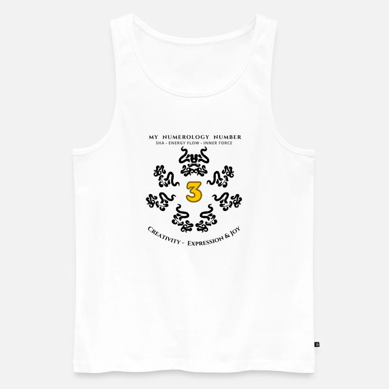 Numer_3 symbole de créativité, d’expression et de joie - Débardeur bio Premium Homme - blanc
