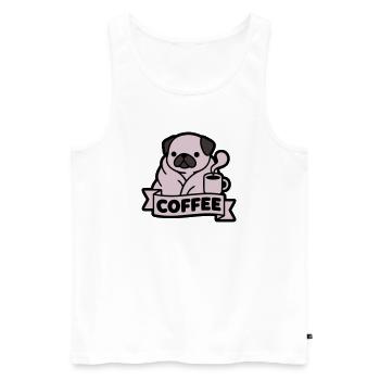 Bannière du Café du Matin du Carlin - Débardeur bio Premium Homme - blanc - Devant - AI Model Male 178 light (178cm)
