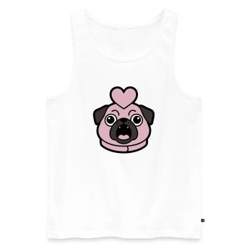 Mops Hund Herz Liebe Bellen - Männer Premium Bio Tank Top - Weiß - Vorne - AI Model Male 178 light (178cm)