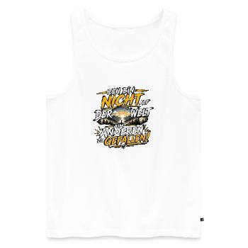 Ich bin nicht auf der Welt um zu gefallen - Männer Premium Bio Tank Top - Weiß - Vorne - Michal (187cm)