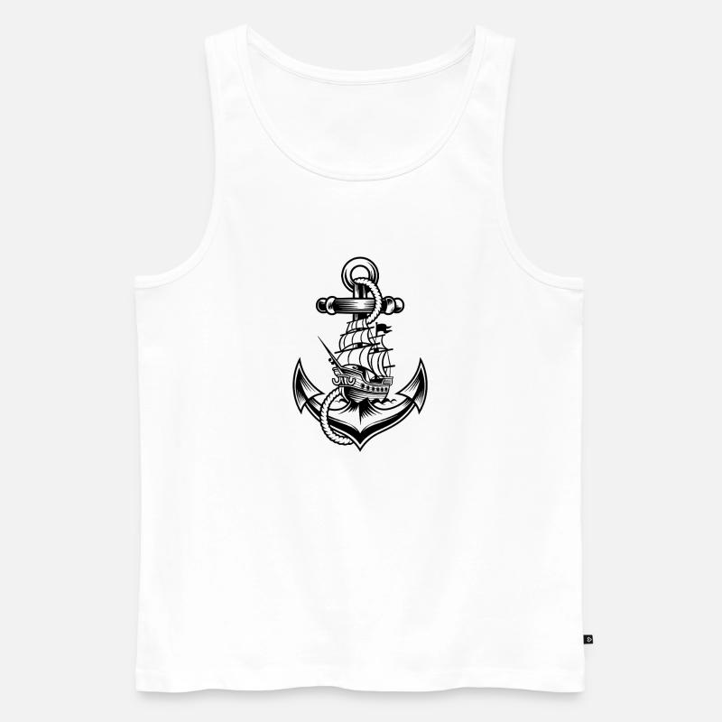 Maritimes Anker Motiv Mit Historischem - Männer Premium Bio Tank Top - Weiß