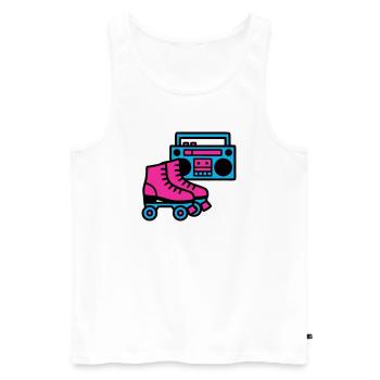 Rollschuhe Boombox 80er Retro - Männer Premium Bio Tank Top - Weiß - Vorne - AI Model Male 178 light (178cm)