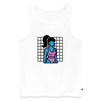 Fitness Girl Vaporwave des années 90 - Débardeur bio Premium Homme - blanc - Devant - Michal (187cm)