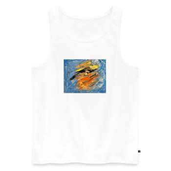 Blauer Farbwirbel im Orange - Männer Premium Bio Tank Top - Weiß - Vorne - AI Model Male 178 light (178cm)