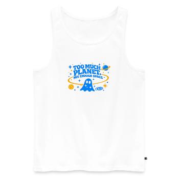 Too Much Planet | Not Enough Space | Electric Blue - Männer Premium Bio Tank Top - Weiß - Vorne - AI Model Male 178 light (178cm)