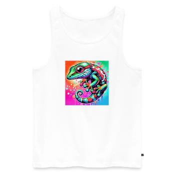 Gecko - Männer Premium Bio Tank Top - Weiß - Vorne - Michal (187cm)