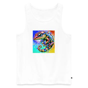 Gecko - Men's Premium Organic Tank Top - white - Front - Michal (187cm)