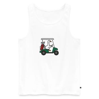 Trop bête, Oie de golf - Débardeur bio Premium Homme - blanc - Devant - Michal (187cm)
