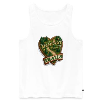 Mein Herz braucht Wanderwege, Natur, Wandern, Wildnis. - Männer Premium Bio Tank Top - Weiß - Vorne - AI Model Male 178 light (178cm)