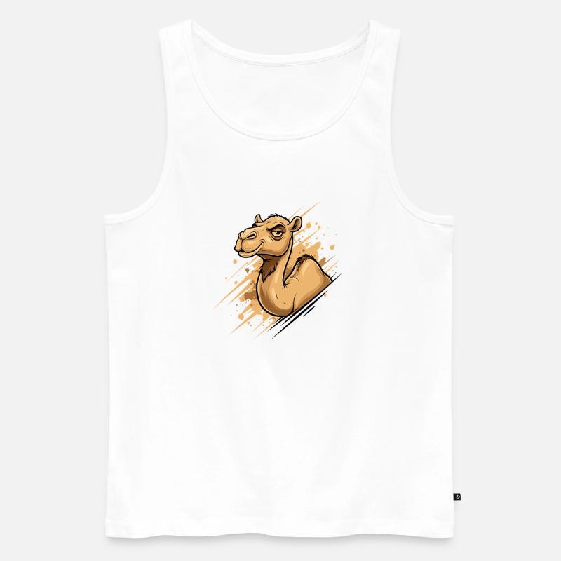 Kamel Karikatur Spritz-Splash - Männer Premium Bio Tank Top - Weiß