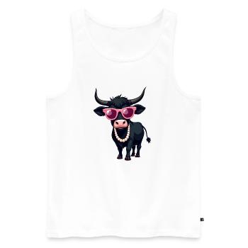 Schwarze Kuh  - Männer Premium Bio Tank Top - Weiß - Vorne - AI Model Male 178 light (178cm)
