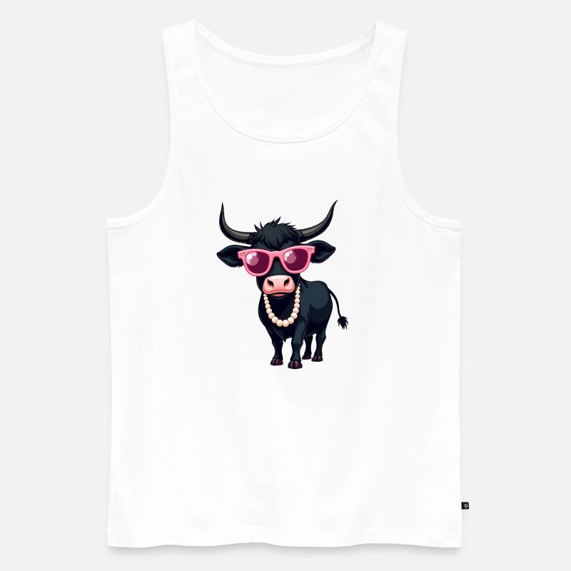 Schwarze Kuh - Männer Premium Bio Tank Top - Weiß