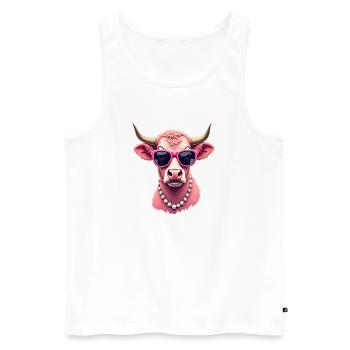 Kuh - Männer Premium Bio Tank Top - Weiß - Vorne - AI Model Male 178 light (178cm)