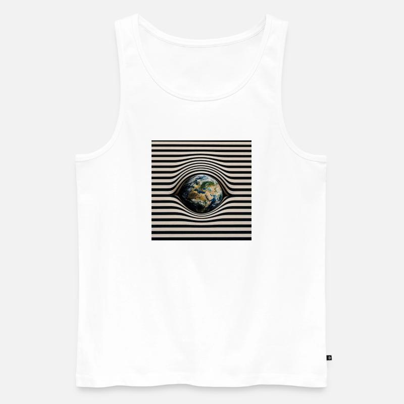 Earth in Optical Wave Pattern - Men's Premium Organic Tank Top - white